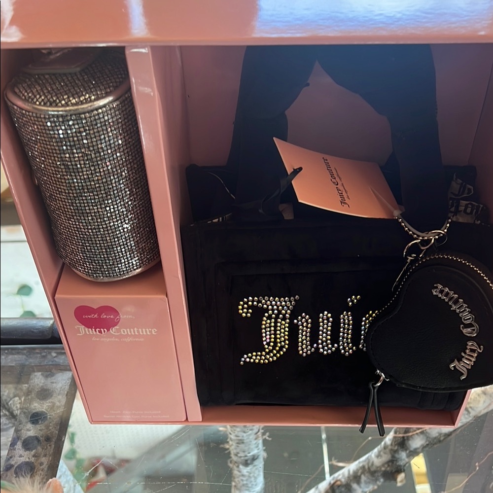 Juicy Couture Black Bag with Rhinestone Accents